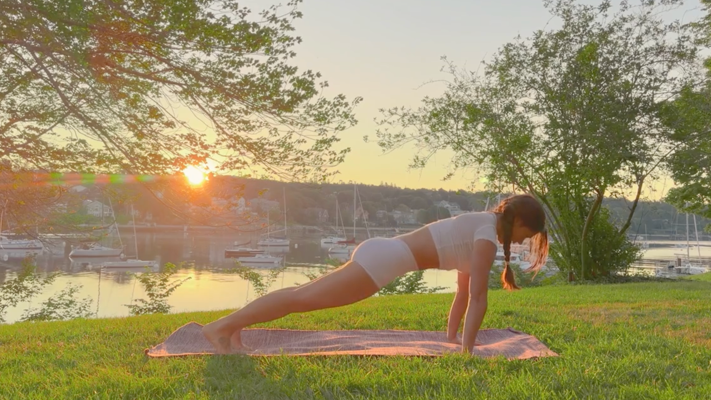 Teacher Emily Baltzer in Plank Pose